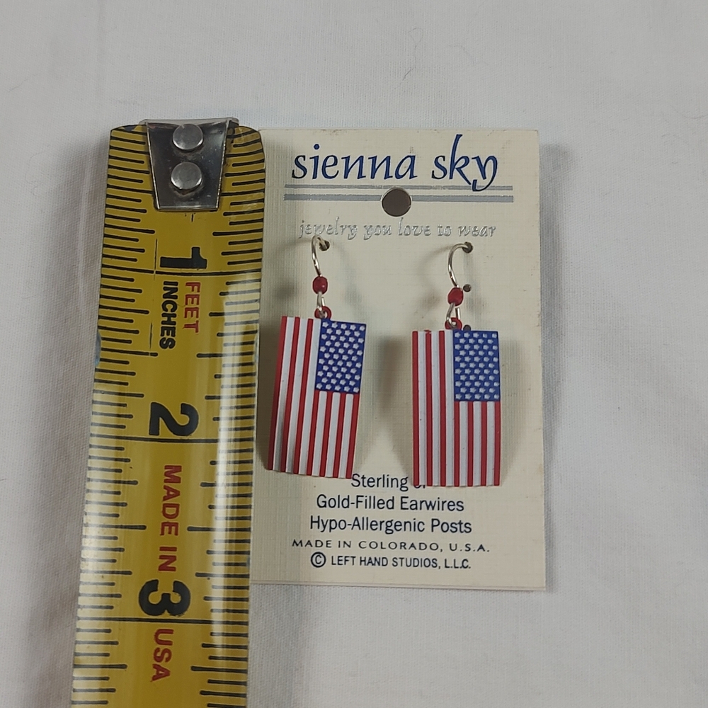 Sienna Sky American Flag Sterling Silver Fishhook Earrings - Picture 4 of 4